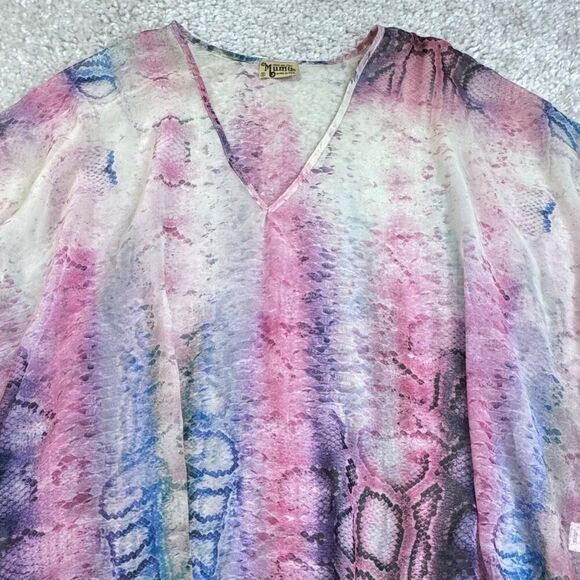 Show Me Your Mumu Shook V Neck Tunic Pink Phython Snake Oversized - Picture 6 of 8